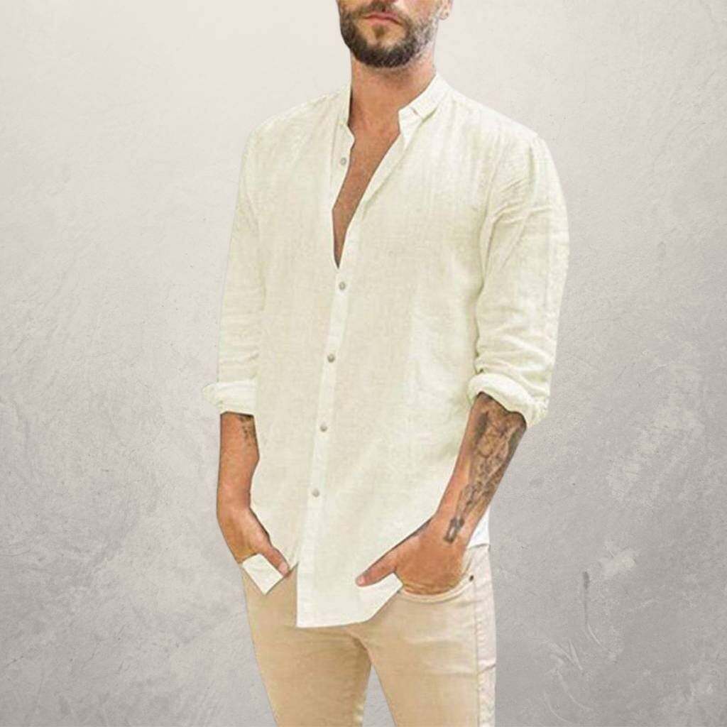 Camisa de Linho San Tropez Camisa de Linho San Tropez Vissa Store Cáqui P 